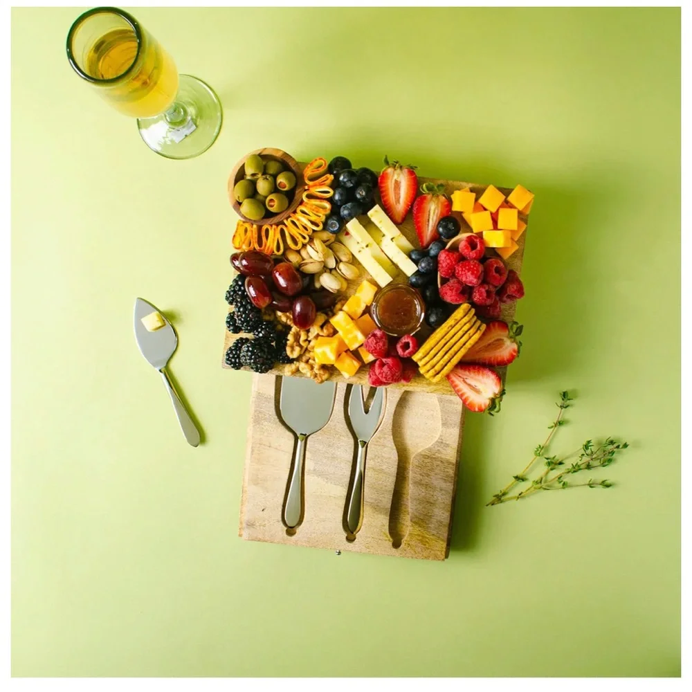 Charcuterie Board Set with 3 Cheese Knives